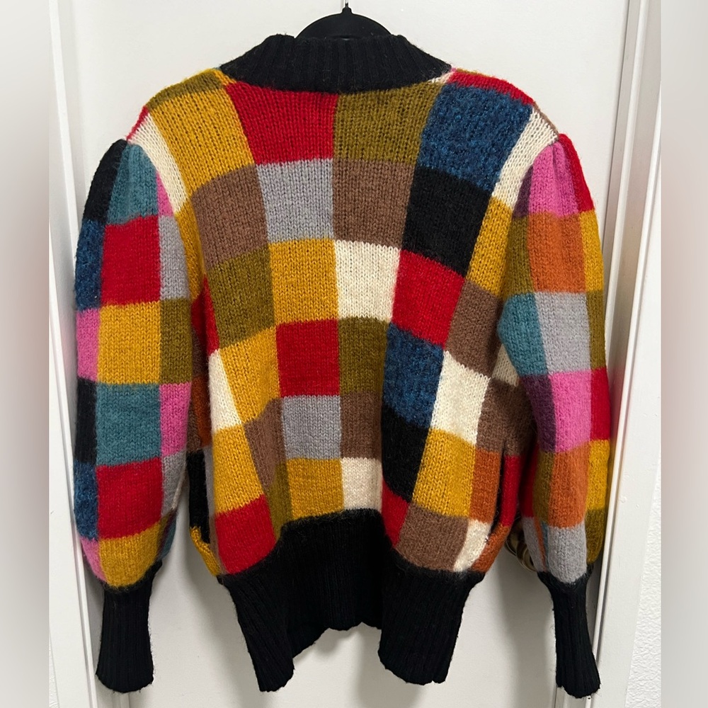 AZIZA Women Colorful Patchwork Wool Cardigan - Picture 2 of 13